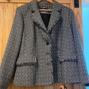 Karl Lagerfeld Black & White Tweed Blazer Jacket, 20W
